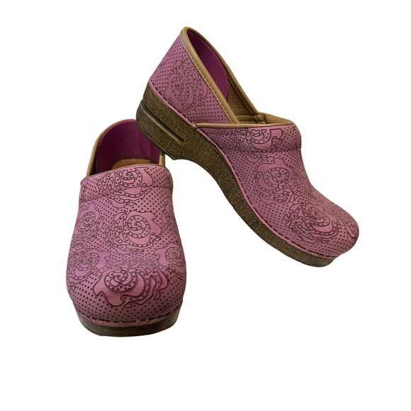 DANSKO WOMENS PURPLE LEATHER ROSE CLOGS SIZE 40 - Picture 3 of 11